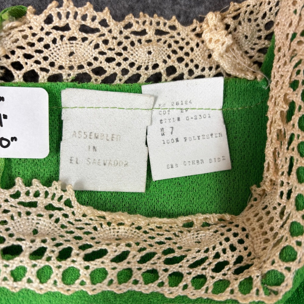 NWT Joni Girl of California Vintage 70s Green Lace Empire Waist Maxi Dress 7 - Picture 6 of 9
